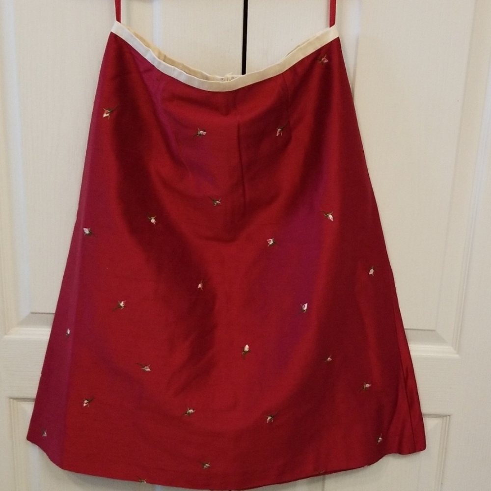 INC red white floral midi skirt